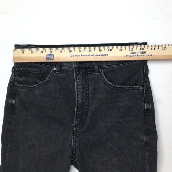 Express Women's Jeans Faded Black High Rise Flare Leg Frayed Hems size 4 - Picture 4 of 9